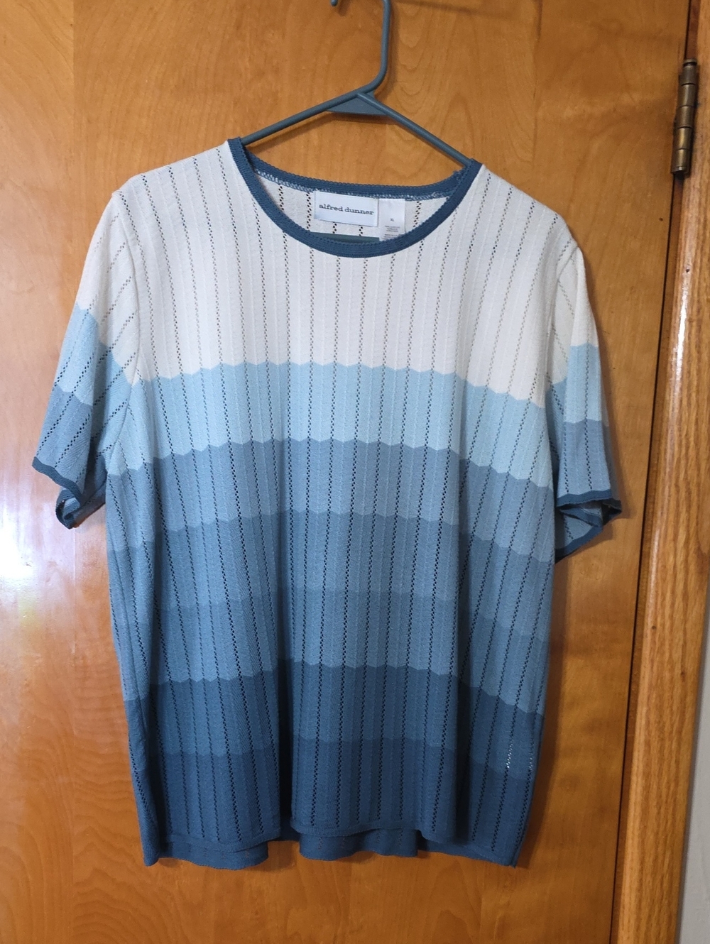 Alfred Dunner Blue Gradient Striped Short-Sleeve Knit Tee